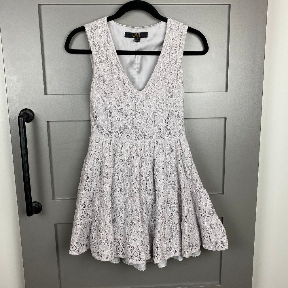 Gray Lace Mini Dress